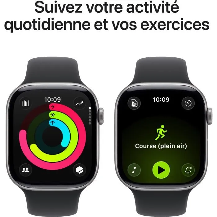 Apple Watch Series 11 GPS + Cellular 46mm Boîtier Aluminium Space Grey - Bracelet Sport Noir - Taille M/L
