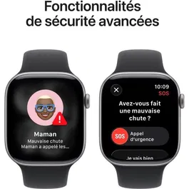 Apple Watch Series 11 GPS + Cellular 46mm Boîtier Aluminium Space Grey - Bracelet Sport Noir - Taille M/L