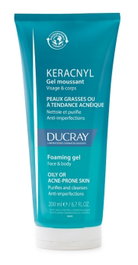 Ducray Keracnyl Gel Douche Nettoyant Visage pour Peaux Grases Biodégradable 200 ml - Unisexe