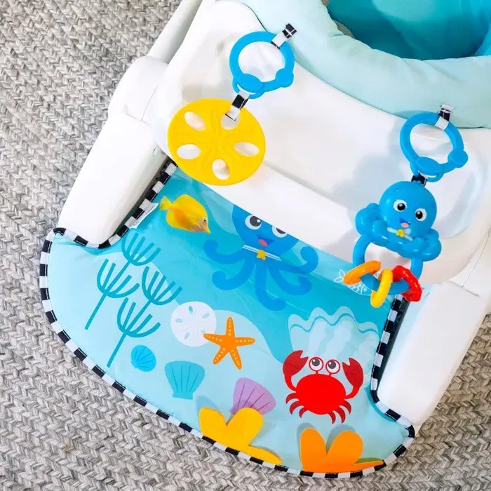 Baby Einstein Siège d'apprentissage et d'activités bébé Sea of Support 2 en 1 pour 4 mois et plus, 2 hauteurs, jouets amovibles, sans BPA
