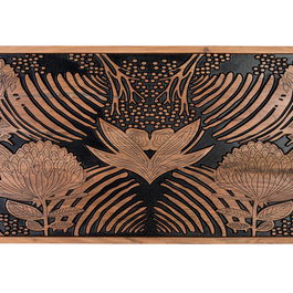 GINER Y COLOMER Tête de lit en bois massif d'acacia 166x81 cm, couleur naturelle et noir, avec nœuds et veines authentiques, livraison en 1 colis