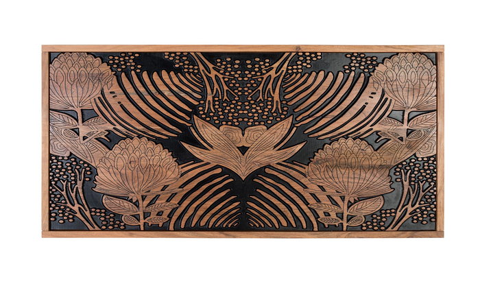 GINER Y COLOMER Tête de lit en bois massif d'acacia 166x81 cm, couleur naturelle et noir, avec nœuds et veines authentiques, livraison en 1 colis GINER Y COLOMER Tête de lit en bois massif d'acacia 166x81 cm, couleur naturelle et noir, avec nœuds et veines authentiques, livraison en 1 colis
