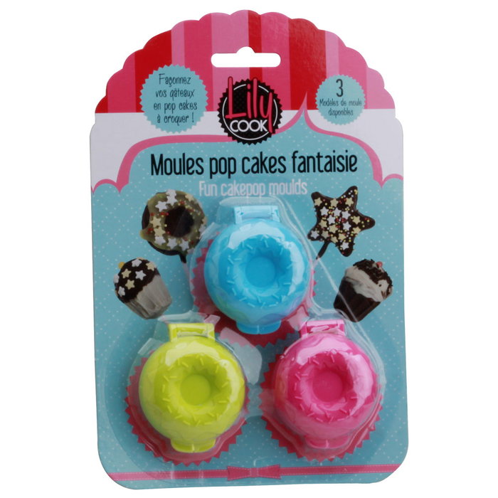Lily Cook Lot de 3 Moules Popcake/Piruleta Assortis