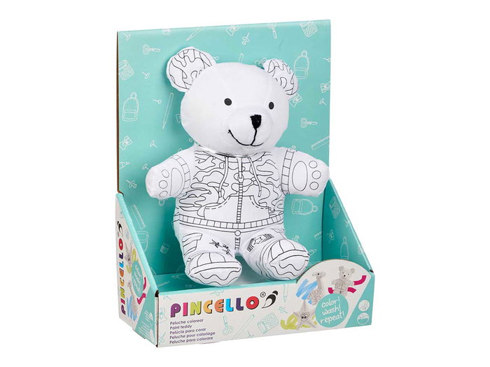 PINCELLO Peluche à colorier ours Blanco-Negro, lot de 8 PINCELLO Peluche à colorier ours Blanco-Negro, lot de 8