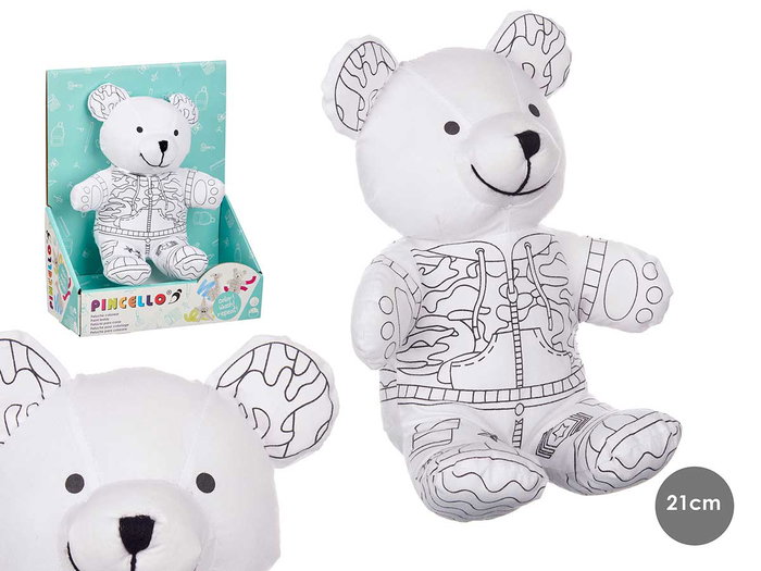 PINCELLO Peluche à colorier ours Blanco-Negro, lot de 8 PINCELLO Peluche à colorier ours Blanco-Negro, lot de 8