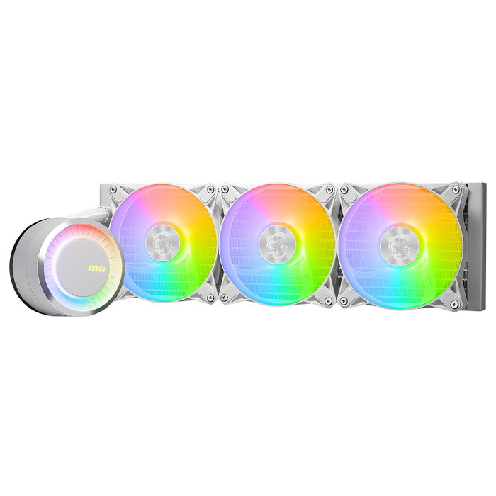 MSI MAG CoreLiquid E360 White Kit de Refroidissement Liquide, Radiateur 394mm, 3 Ventilateurs 120mm, aRGB, Socket Intel AM4 AM5 TR4