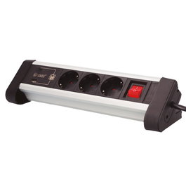 GSC Evolution Multiprise de Bureau 3 Prises + 1 USB-A + 1 USB-C Noir