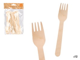 KINVARA Set de 24 fourchettes en bois marron