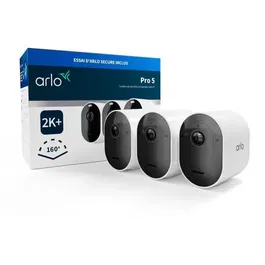Arlo - Pack de 3 caméras de sécurité extérieures Pro 5 - 4 MP, vision nocturne, détection de mouvement, autonome jusqu'à 8 mois - Résistantes aux intempéries