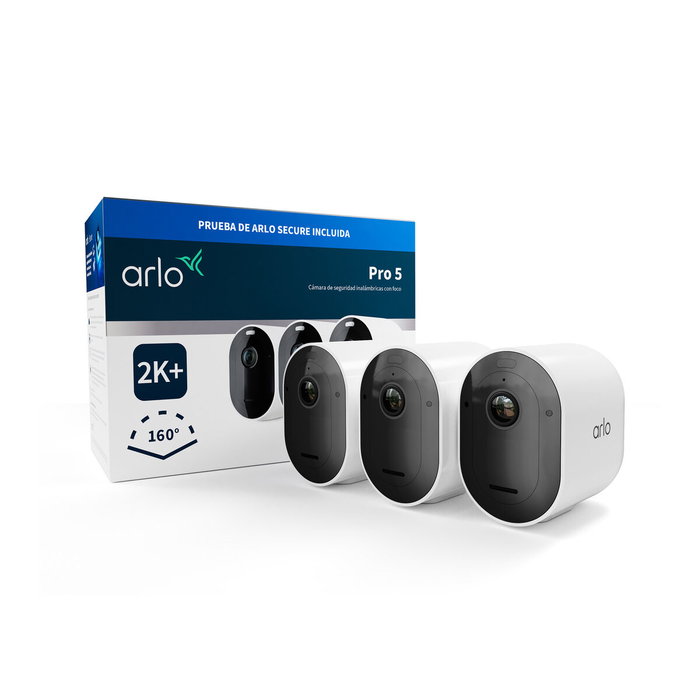 Arlo Pro 5 Pack de 3 Caméras de Sécurité Extérieures Blanc