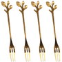 Home Deco Factory Lot de 4 fourchettes à dessert dorées LOUNGE avec détails en forme de feuilles