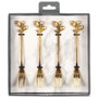 Home Deco Factory Lot de 4 fourchettes à dessert dorées LOUNGE avec détails en forme de feuilles