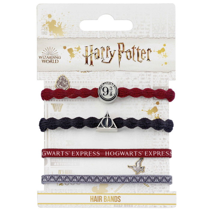 THE CARAT SHOP - Blister de 4 Bracelets à Fermoir Plateforme 9 3/4 Harry Potter - Polièster, Caoutchouc, Alliage de Zinc