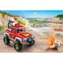 Playmobil 71824 Véhicule de pompiers avec bidon d'essence enflammé - Set Les pompiers Action Heroes - 68 pièces - À partir de 4 ans