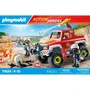 Playmobil 71824 Véhicule de pompiers avec bidon d'essence enflammé - Set Les pompiers Action Heroes - 68 pièces - À partir de 4 ans