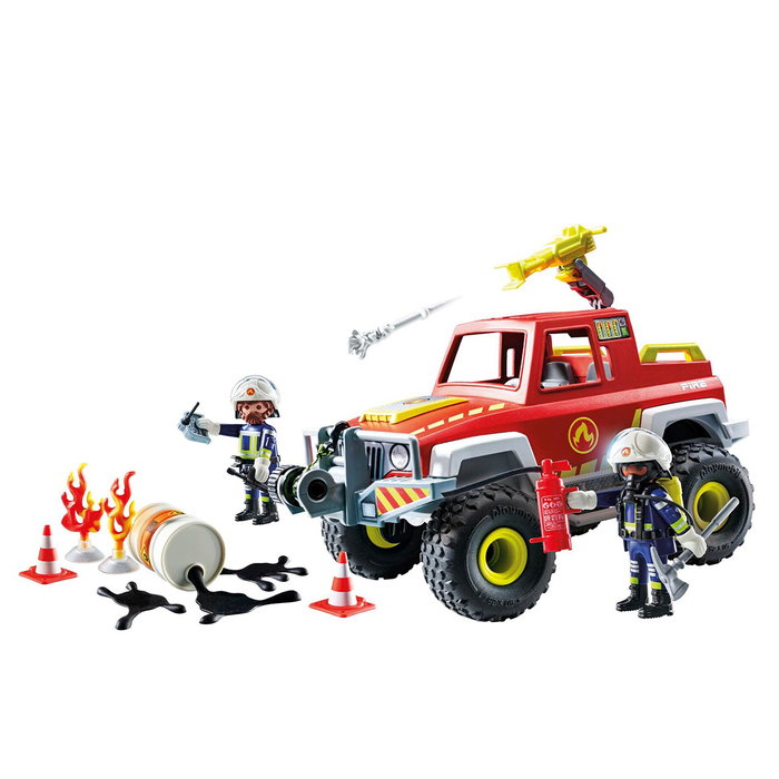 Playmobil Camion de Pompiers Action Heroes 71824 avec Cabestan et Canon à Eau +4 Ans
