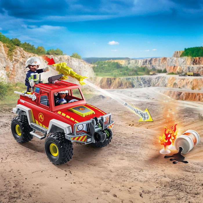 Playmobil Camion de Pompiers Action Heroes 71824 avec Cabestan et Canon à Eau +4 Ans