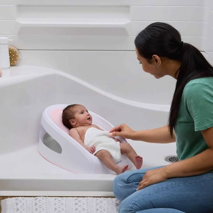 Ingenuity Siège de Bain Bébé Easy Rinse, Rose et Blanc
