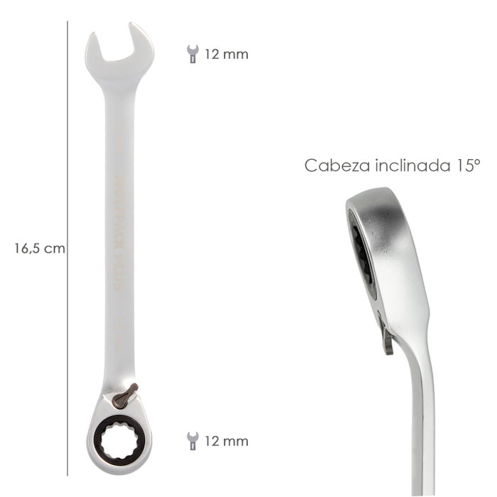 WOLFPACK LINEA PROFESIONAL Clé combinée avec cliquet 12 mm