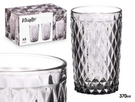 VIVALTO Verre Diamante Gris 370 ml (Lot de 24)