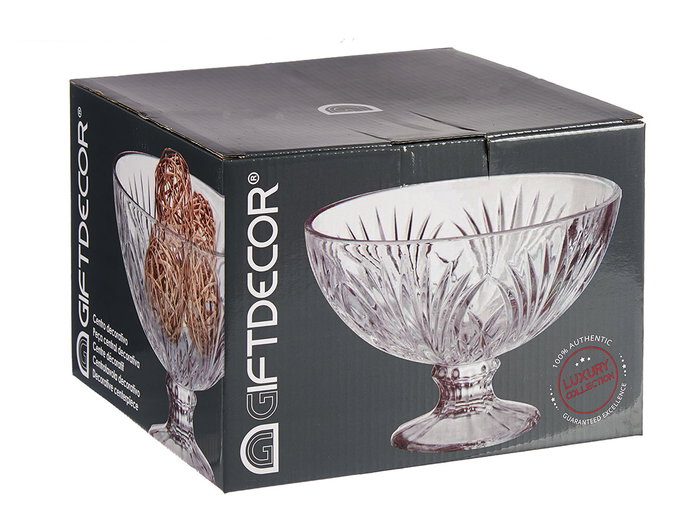 GIFTDECOR Centre de table avec pied et motif de feuilles, 22,3cm, Transparente