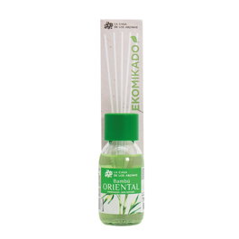 Flor De Mayo Ekomikado Bambou Oriental - Parfum d'ambiance rechargeable en verre 85 mL - Notes de thé vert, bergamote, cèdre - Fibre biodégradable