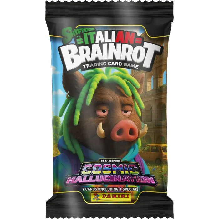 Panini - Boîte de 24 pochettes Skifidol Italian Brainrot TCG Série 2 BETA - 168 cartes - Collection Cosmic Hallucination - Cartes à collectionner pour enfants et adultes