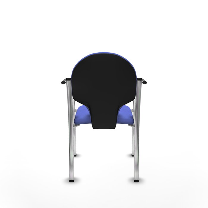 Silla Hellín tapizada con Tela color Azul claro. Brazos fijos