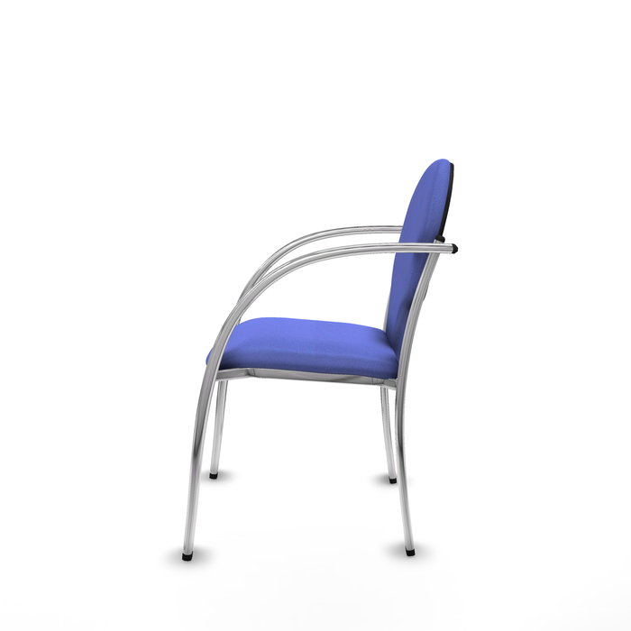 Silla Hellín tapizada con Tela color Azul claro. Brazos fijos
