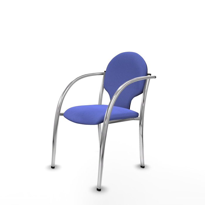 Silla Hellín tapizada con Tela color Azul claro. Brazos fijos