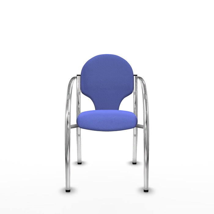 Silla Hellín tapizada con Tela color Azul claro. Brazos fijos