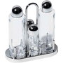 Alessi 5070 Service de condiments en verre et acier inoxydable 18/10 4 pièces - Design Ettore Sottsass