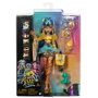Monster High Poupée Cléo de Nile avec Cobra et Accessoires - Tenue Noire et Or Articulée HXH74