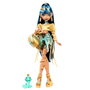 Monster High Poupée Cléo de Nile avec Cobra et Accessoires - Tenue Noire et Or Articulée HXH74