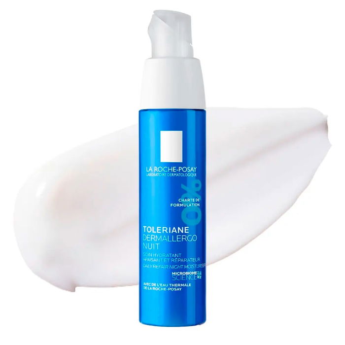 La Roche-Posay Toleriane Dermallergo Soin Nuit Réparateur et Apaisant pour Peaux Sensibles et Sujettes aux Allergies - 40 ml