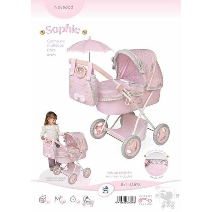 Decuevas Coche de poupée Sophie pliable avec ombrelle et sac