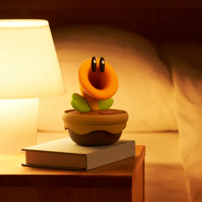 Nintendo Super Mario Bros. Wonder - Fleur Cancan Interactive avec Bouton, Alarme et Capteur de Température - Figurine Électronique Parlante et Musicale (Environ 12 cm)