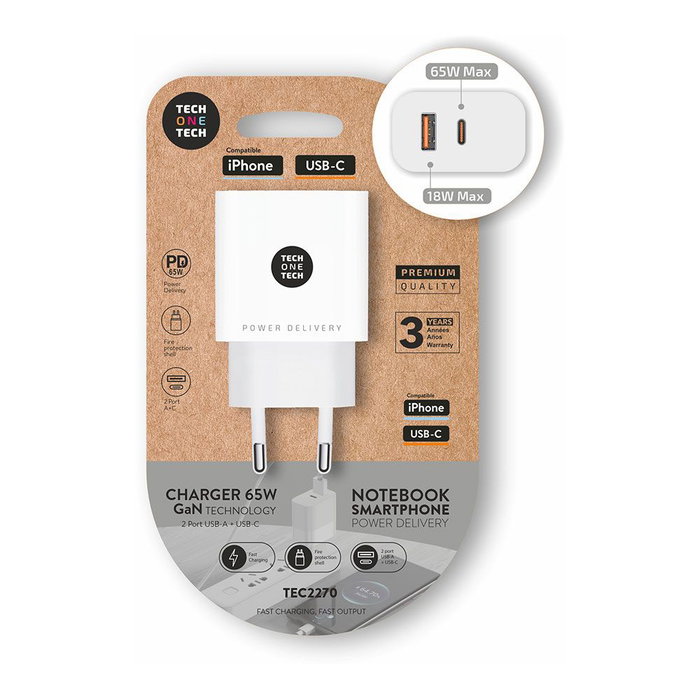 Chargeur mural Tech One Tech TEC2270 65 W Chargeur mural Tech One Tech TEC2270 65 W
