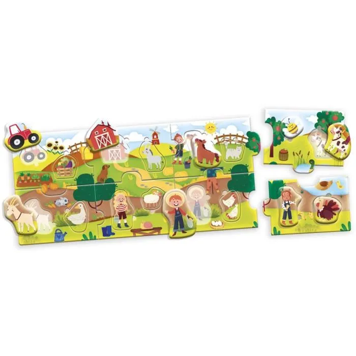 Lisciani Giochi Puzzle Éducatif Panoramique La Ferme - CAROTINA BABY pour 1 à 4 Ans - Développe Logique et Motricité Fine - Pièces Robustes Fabriqué en Italie