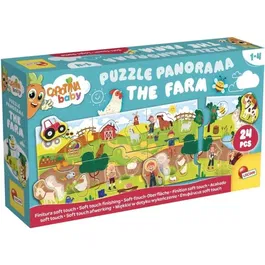 Lisciani Giochi Puzzle Éducatif Panoramique La Ferme - CAROTINA BABY pour 1 à 4 Ans - Développe Logique et Motricité Fine - Pièces Robustes Fabriqué en Italie