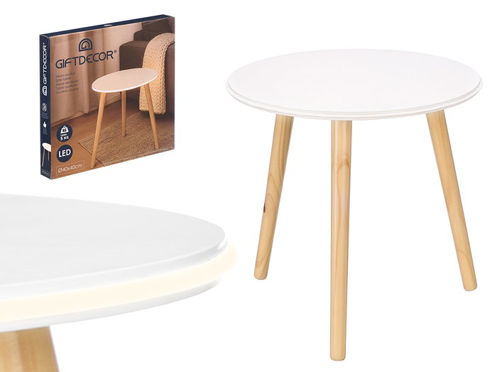 GIFTDECOR Mesa Auxiliar 40cm LED Blanca GIFTDECOR Mesa Auxiliar 40cm LED Blanca