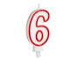 Arte Regal Bougie Anniversaire Numéro 6 Blanche Bord Rouge 4 x 8 x 1 cm (Set de 72)