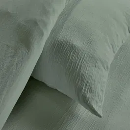 Today Essential Parure de lit 2 personnes 220 x 240 cm effet crépon sauge - Housse de couette et 2 taies