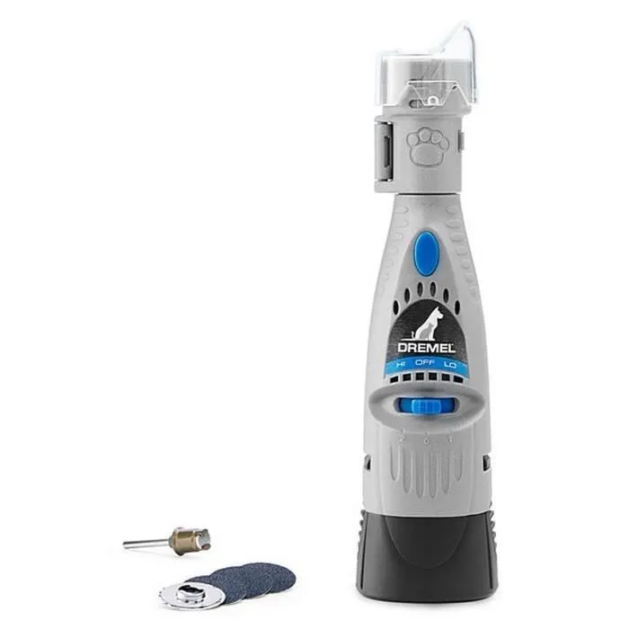 Dremel 7020 - Lime à griffes pour chien sur piles - 4 disques inclus - Tronçonneuse pour coupe et toilettage des ongles à vitesse variable (jusqu'à 18 000 tr/min)