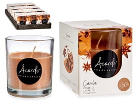 Acorde Vela en Verre avec Parfum Cannelle - 30 Heures - 7x8x7 cm (Set de 12)