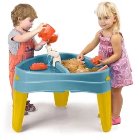 Feber Casual Table Play Island - Table de jeu extérieure pour enfants 2-6 ans avec bac à sable, compartiment à eau et accessoires