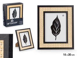 GIFTDECOR Porte-photos noir avec corde 15 x 20 cm
