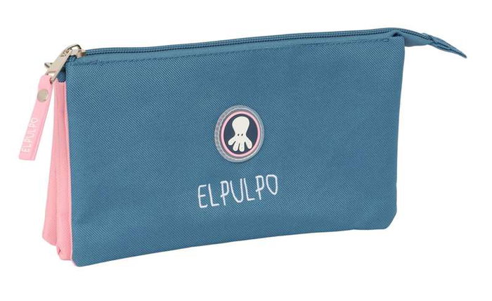 Safta Portatodo Indigo - Porte-tout triple El Pulpo, dimensions 22 x 12 x 3 cm, à partir de 3 ans
