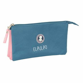 Trousse Fourre-Tout Triple El Pulpo Bleu Rose 22 x 12 x 3 cm