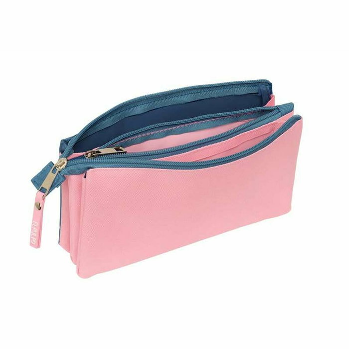 Trousse Fourre-Tout Triple El Pulpo Bleu Rose 22 x 12 x 3 cm